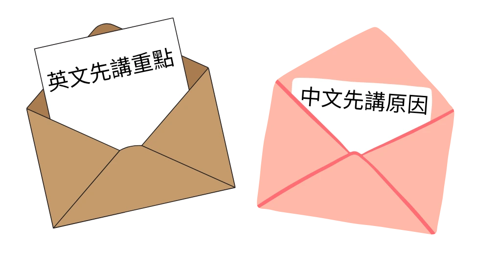 英文先講重點，中文先講原因